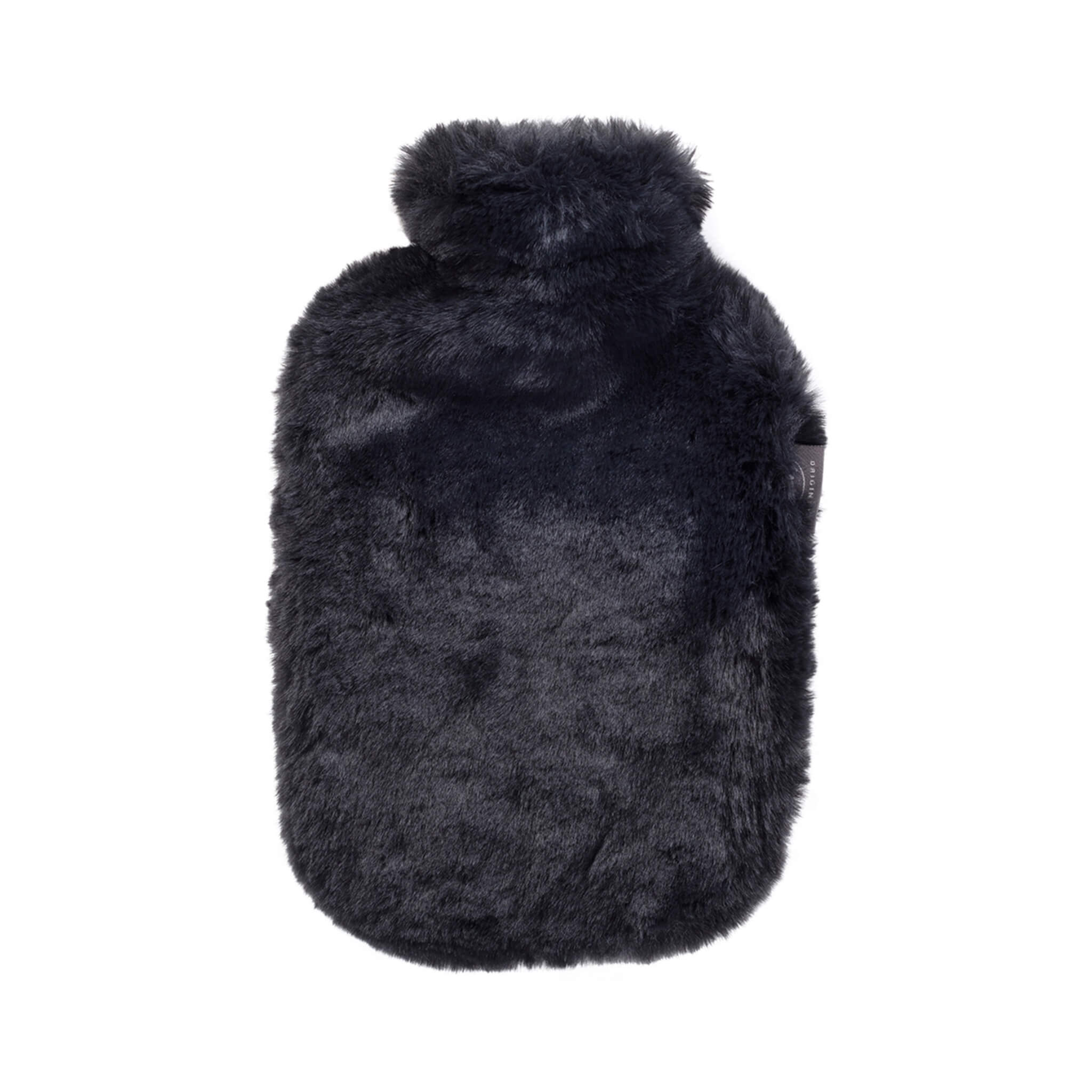 2 Litre Fashy Hot Water Bottle with Black Extra Soft Plush Cover