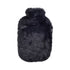 2 Litre Fashy Hot Water Bottle with Black Extra Soft Plush Cover