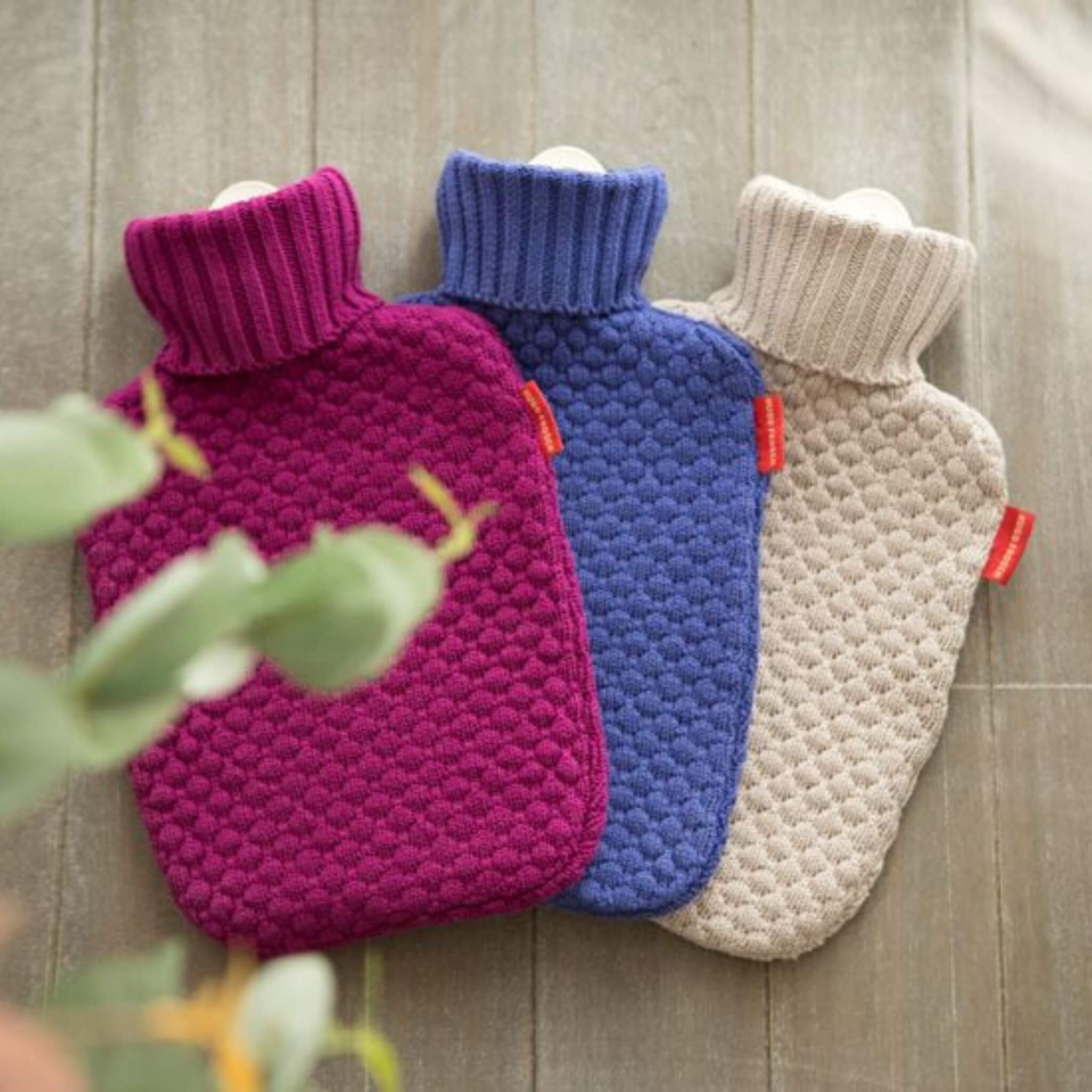 1.8 Litre Classic Plant Based Hot Water Bottle with Sand Knit Organic Cotton Cover (rubberless)